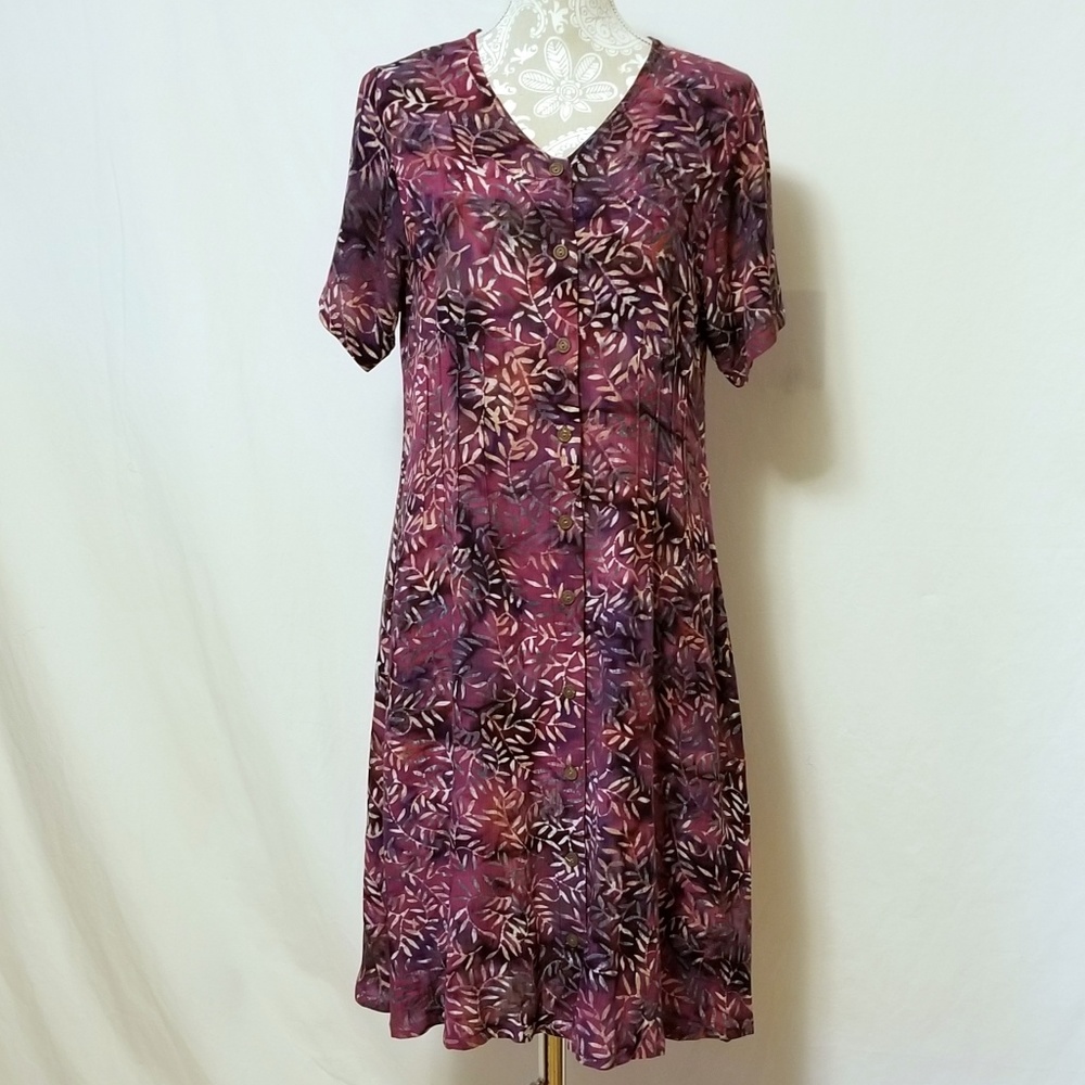 Orvis Button Front Fern Print Dress Sz. M